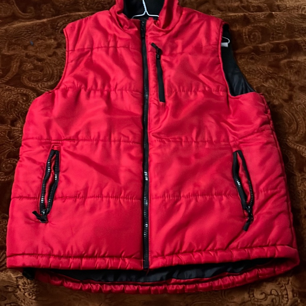 Red puffer vest